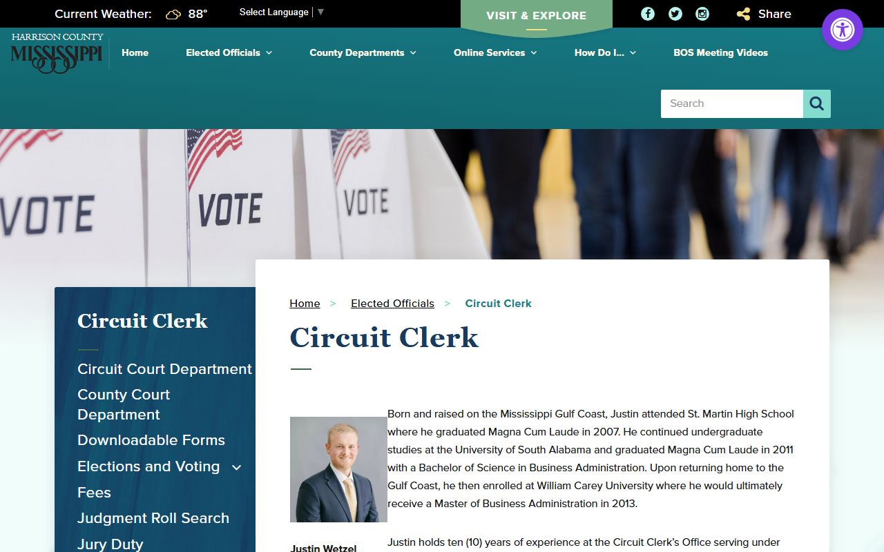 Harrison County Circuit Clerk office landing page