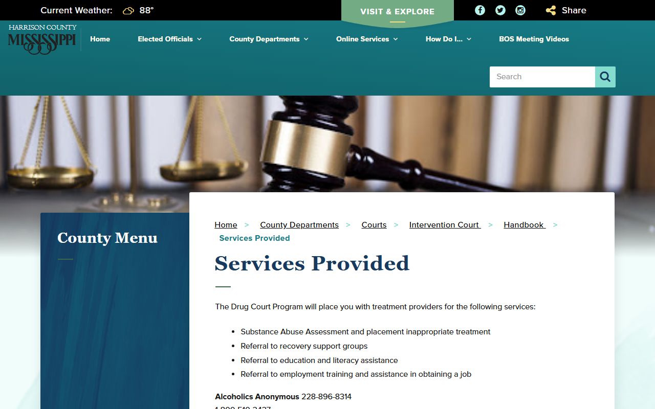 Harrison County court dockets Drug Court services