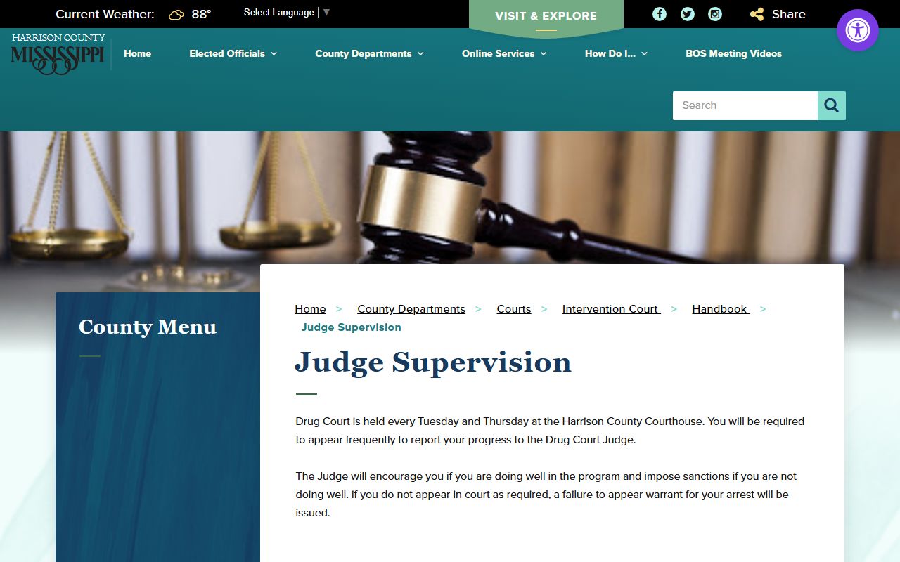 Harrison County court dockets Drug Court judge supervision