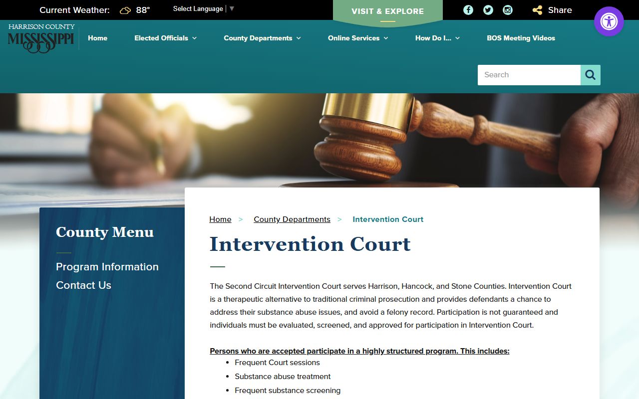Harrison County court dockets Second Circuit Intervention Court page