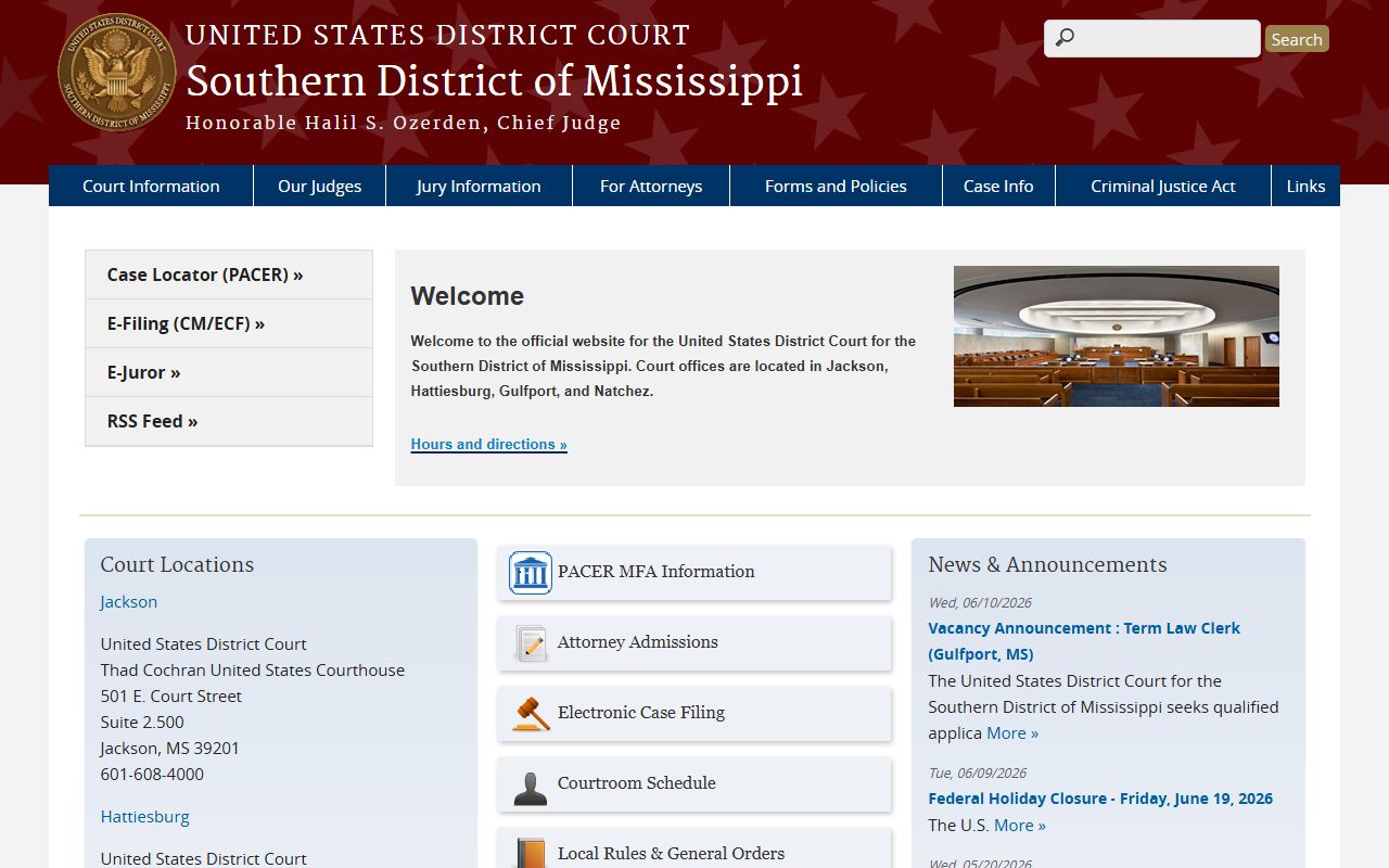 Harrison County Circuit Court federal Southern District of Mississippi site