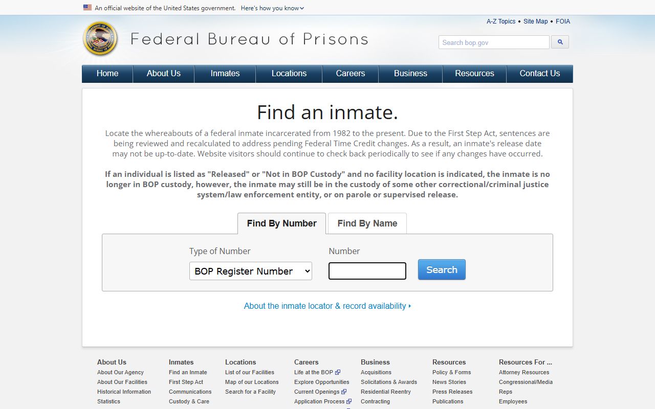 Harrison County inmate Federal Bureau of Prisons locator