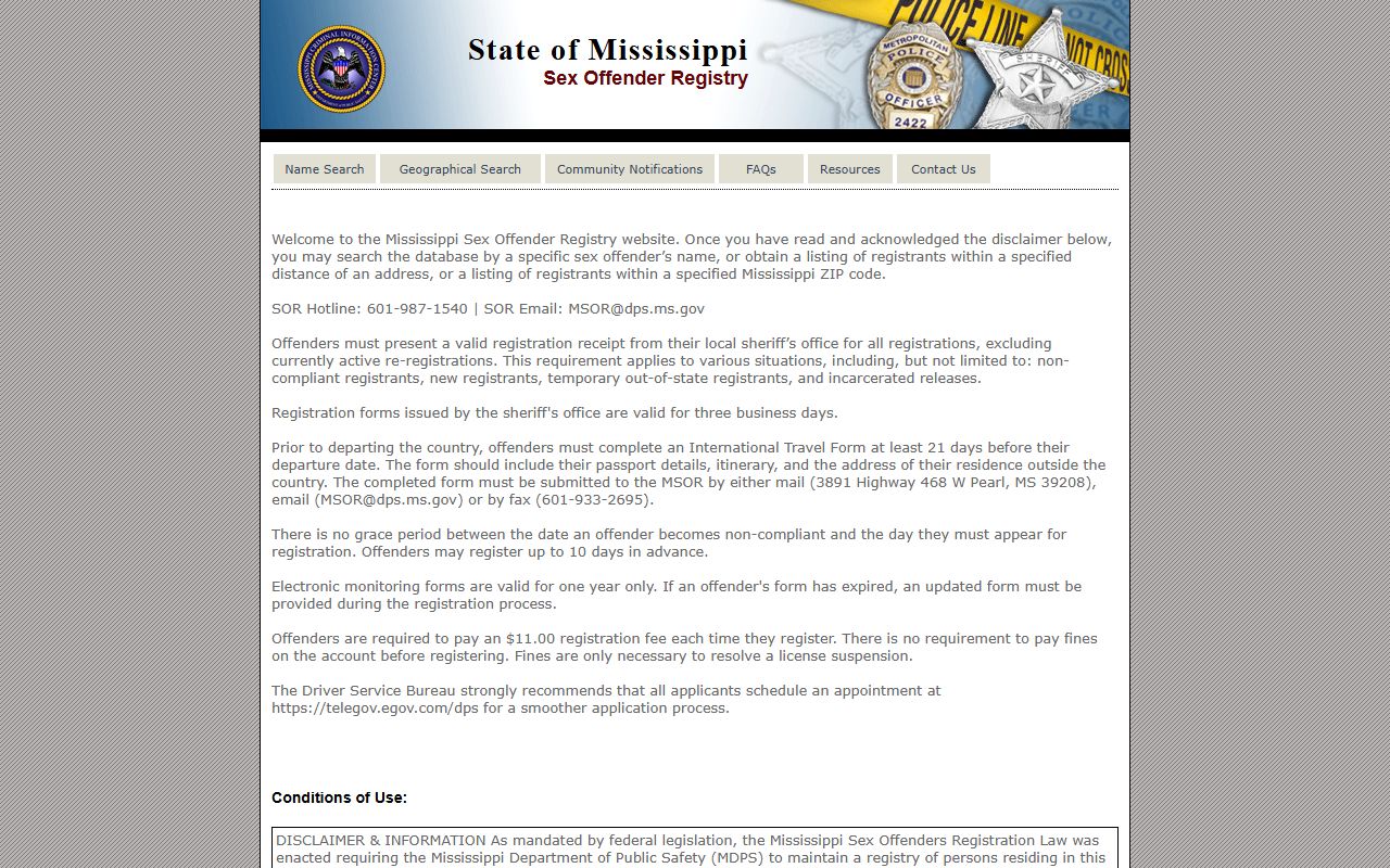 Harrison County inmate Mississippi sex offender registry