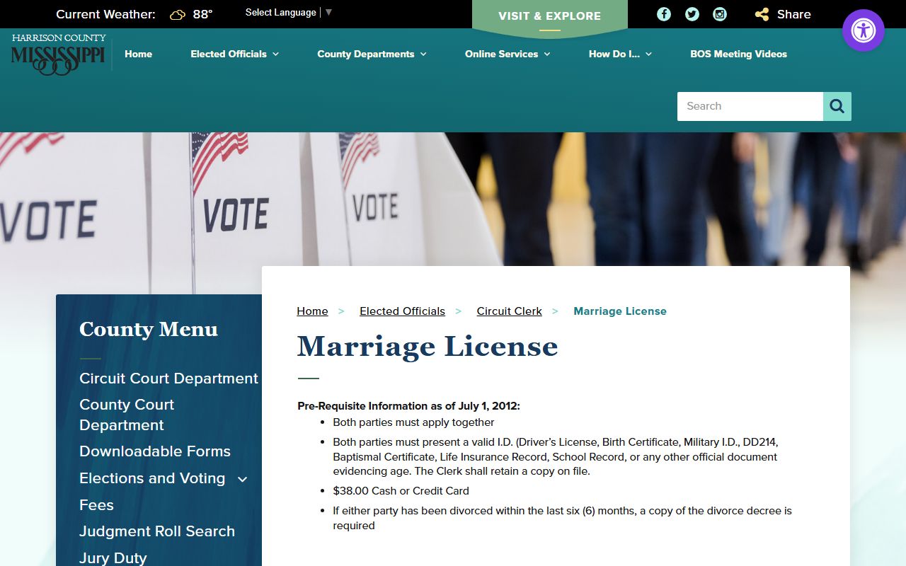 Harrison County marriage license requirements