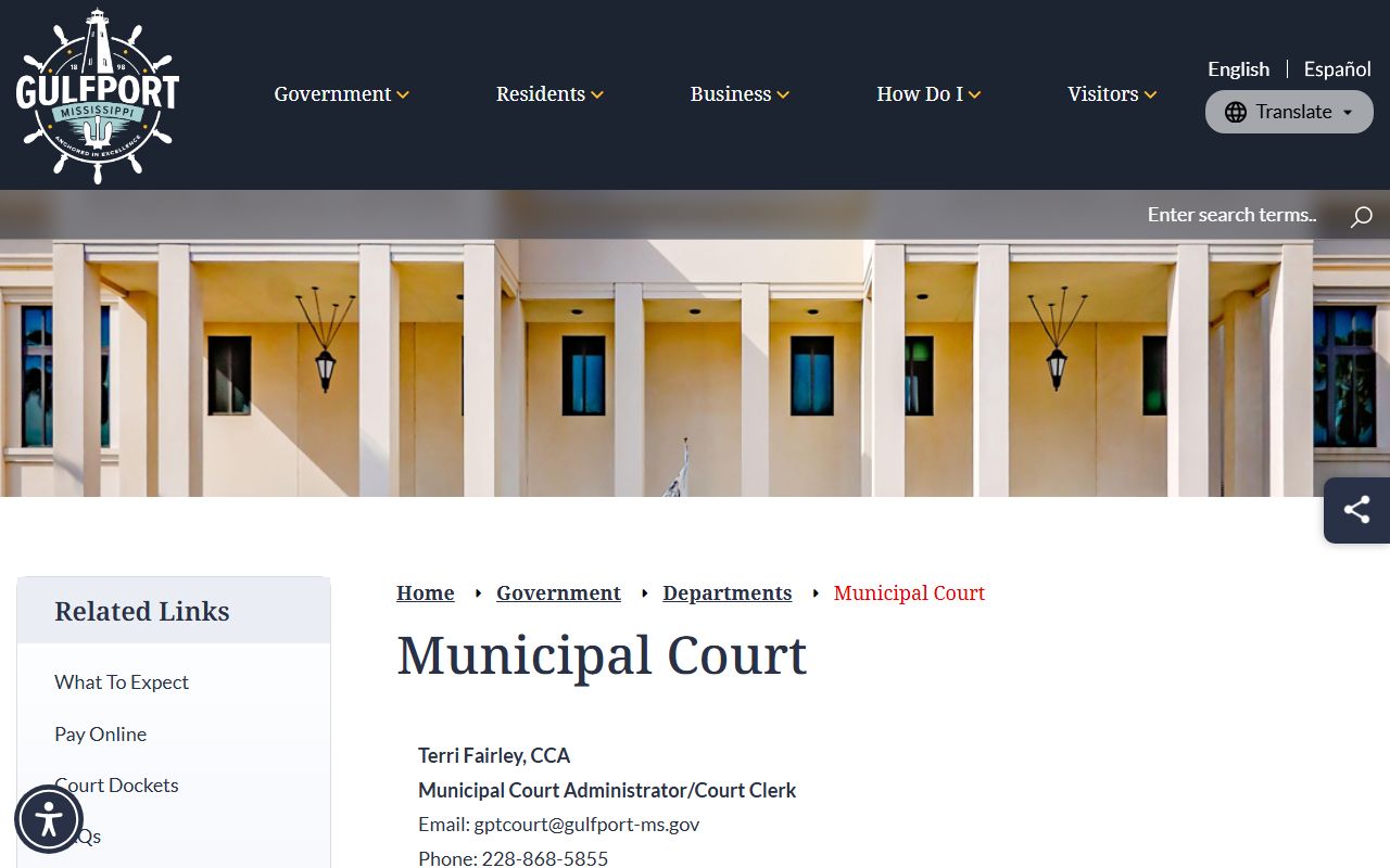 Harrison County traffic court records Gulfport Municipal Court