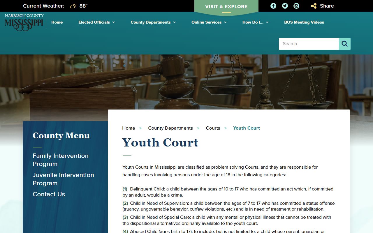 Harrison County warrant Youth Court page